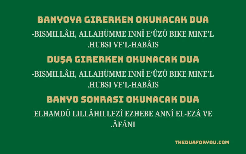 banyoya girerken okunacak dua